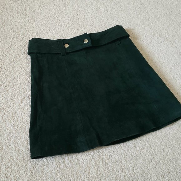 100% GENUINE LEATHER GREEN SKIRTS - ZARA - Picture 2 of 11